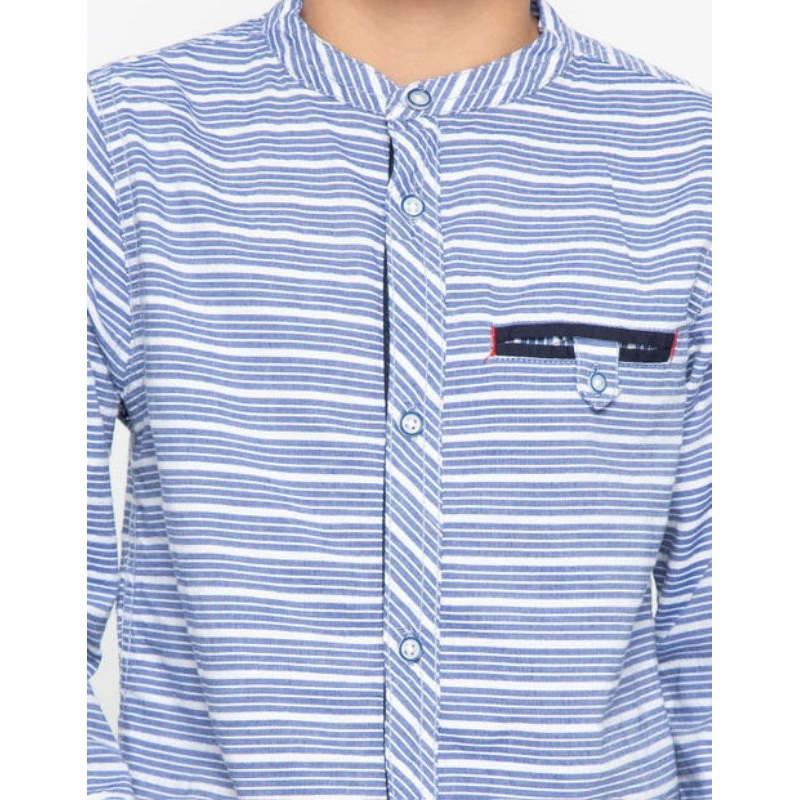 Osella Baju Anak Laki - Laki Kemeja Lengan Panjang Stripe Navy