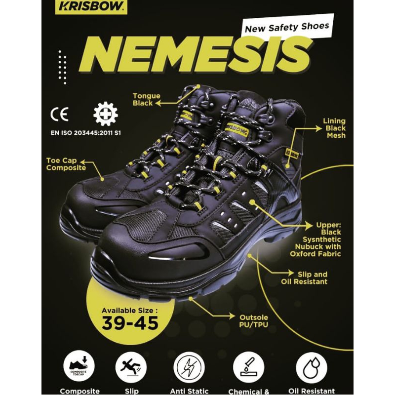 Sepatu Safety Krisbow NEMESIS || Safety Shoes Krisbow NEMESIS