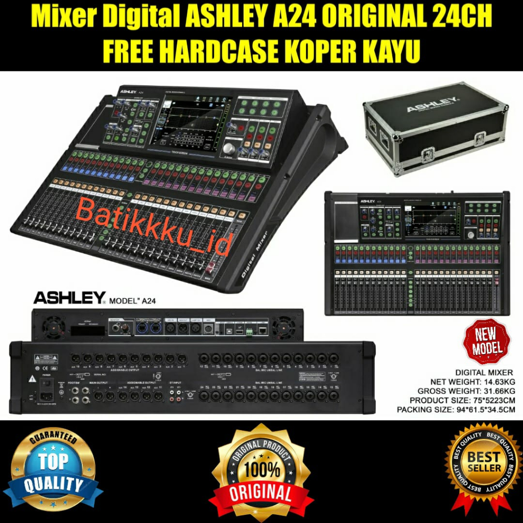 Mixer Digital ASHLEY A24 A 24 ORIGINAL 24 CH FREE KOPER KAYU HARDCASE + PACKING KAYU
