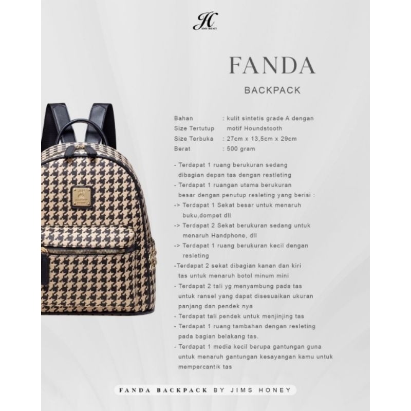 Ready Stok Fanda backpack by Jims Honey