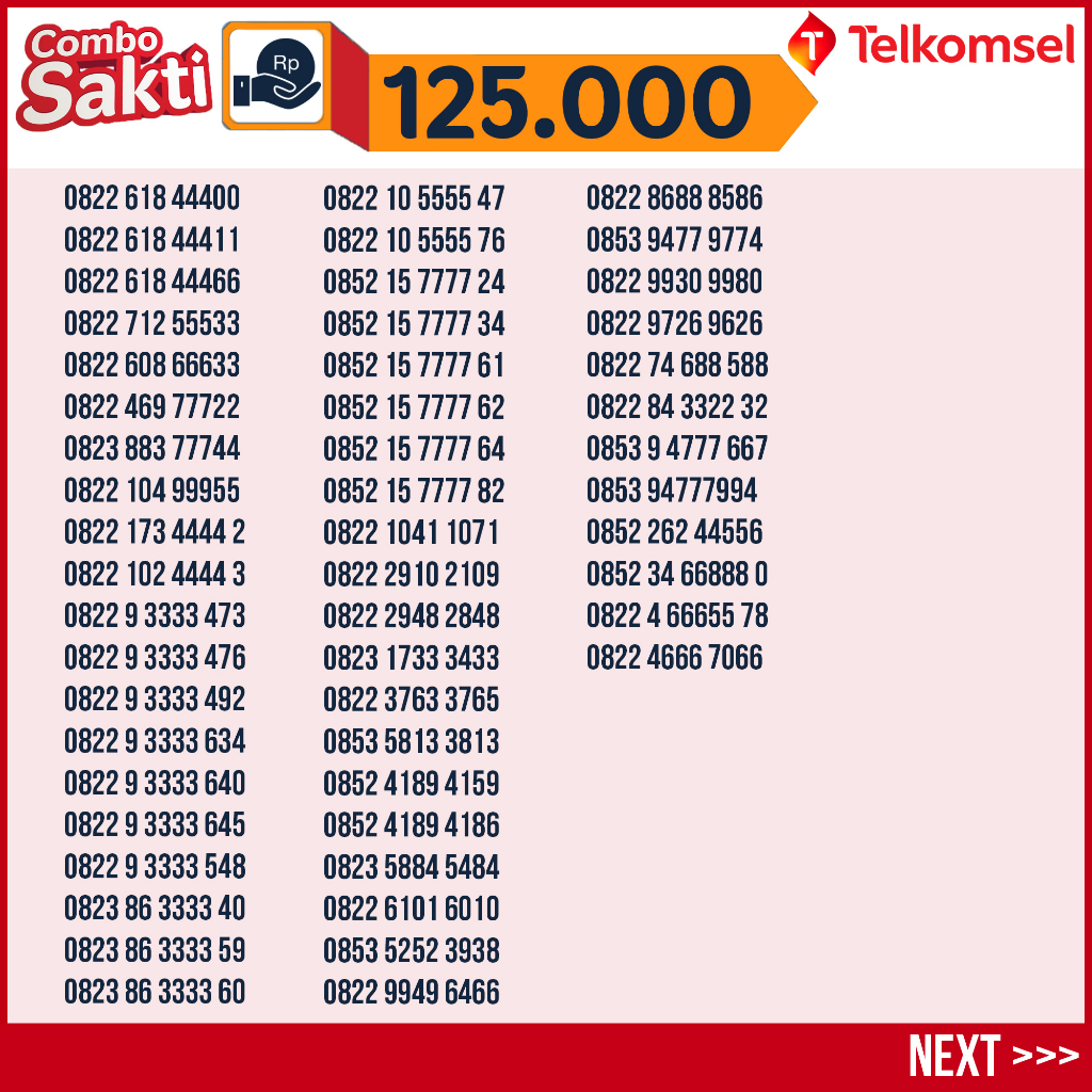 Kartu Sakti Combo Telkomsel (Nomor Cantik) 25GB 100menit 200sms 75ribu