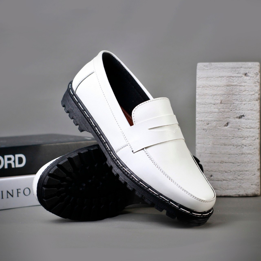 COD - Sepatu Kerja Pria Putih Low Pantofel Putih Pansus Pria Slip On Kasual Formal Dinas Party Kekin