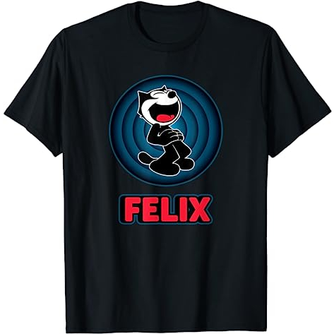 BAJU KAOS Happy Felix Cat Cartoon Circle Retro Felix Cat Comics T-Shirt