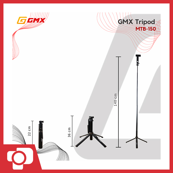 GMX MTX-140 Table Tripod Selfie Stick Tongsis Remote Shutter Bluetooth Kamera dan Smartphone MTX140