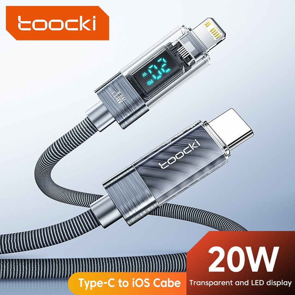 Toocki USB Cable Type C 20W PD Display Fast Charging Charger Data Cables for iPhone iPad