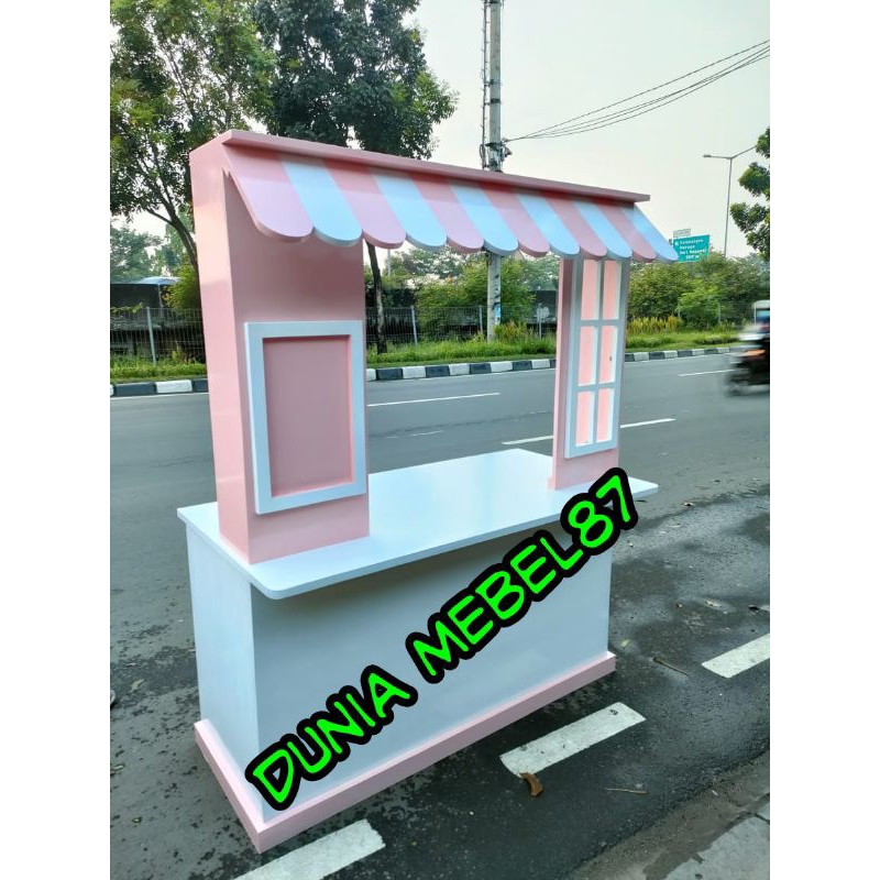 gerobak kayu jati Belanda booth minimalis modern booth pameran