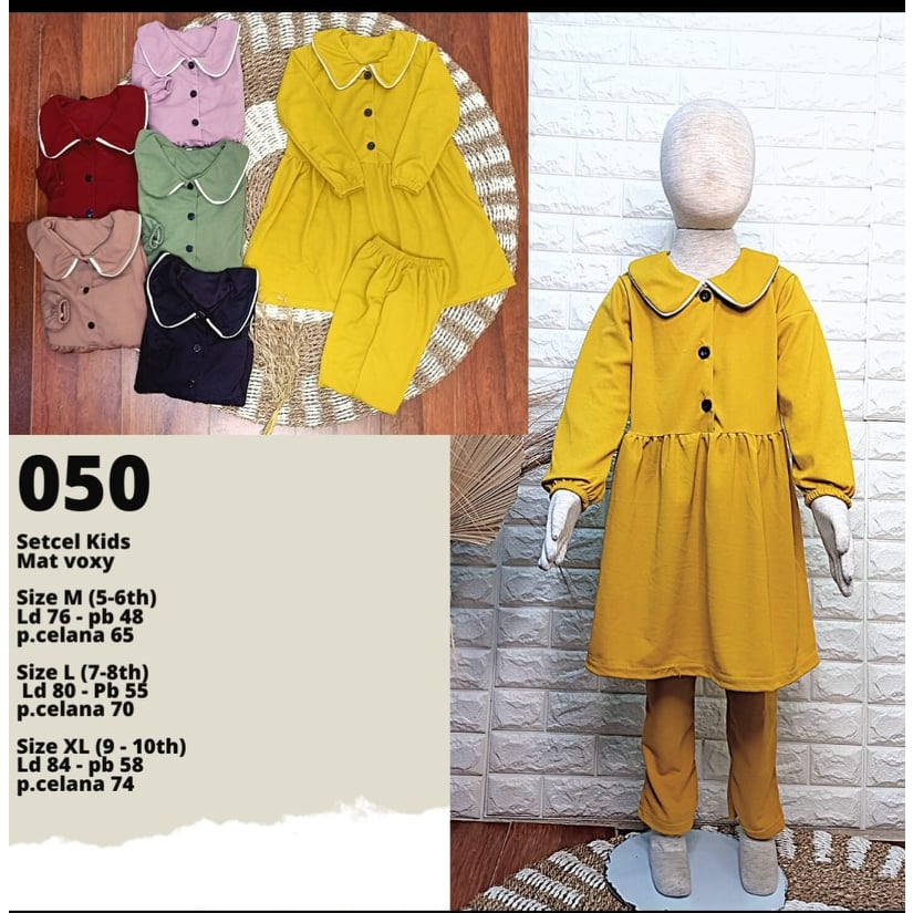 SETELAN ANAK PEREMPUAN VOXY - SET CELANA TUNIK ANAK KERAH RENDA