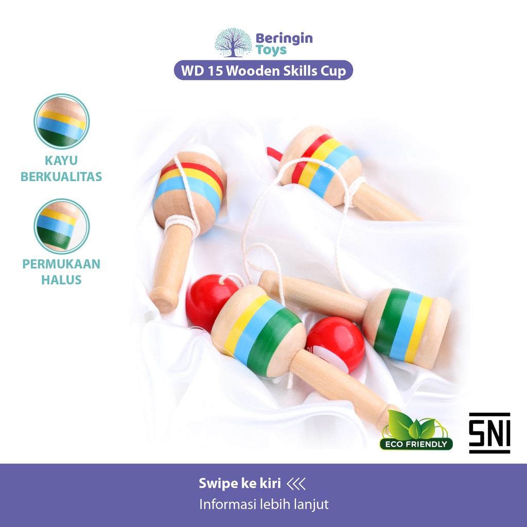 Beringin Toys Mainan Edukasi - Wooden Skills Cup / Wooden Toy Skill Ball / Mainan Anak