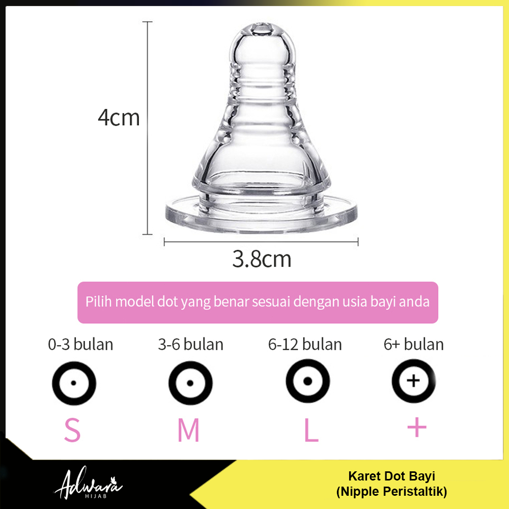 Karet Dot Nipple Peristaltic / Dot Bayi Slim Neck Nipple Bpa Free