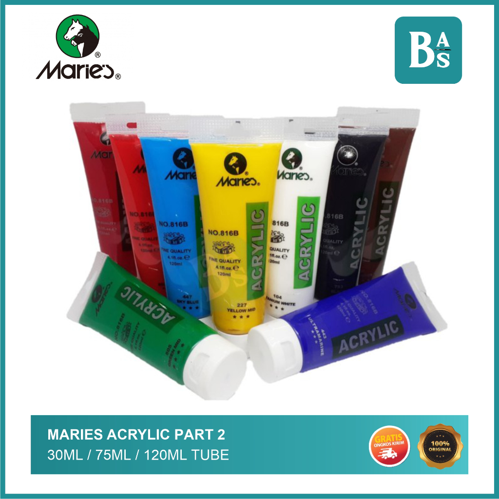 

Maries - Acrylic Paint Tube 30ml/75ml/120ml -Cat Akrilik -Warna Dasar-Bali Art Supplies Part 2/3