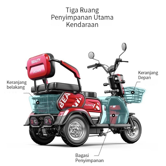 HIGHLINE Sepeda Listik Sepeda Listrik Tiga Roda