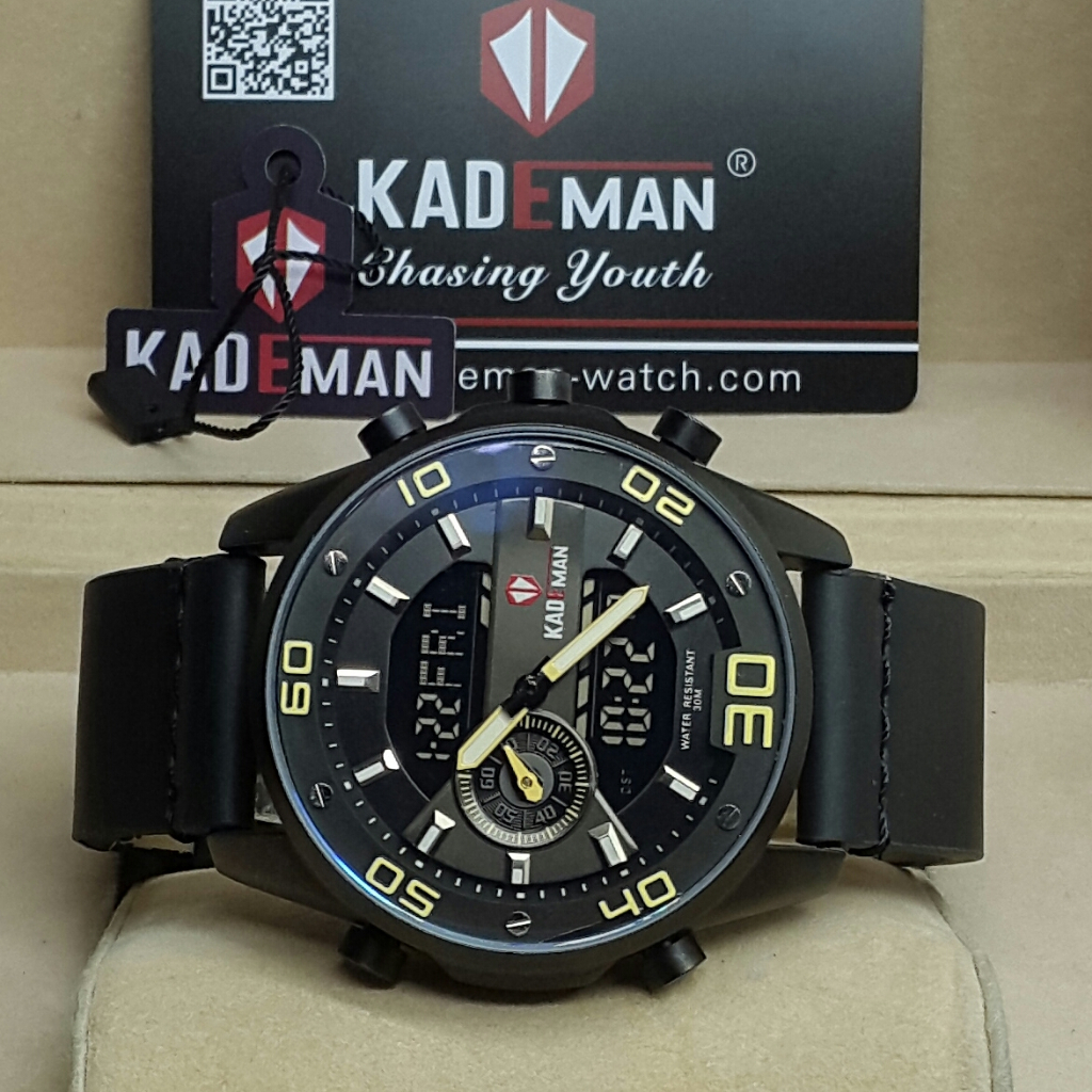 [COD] Jam Tangan Pria Kademan Original Double Time Digital Analog Strap Kulit