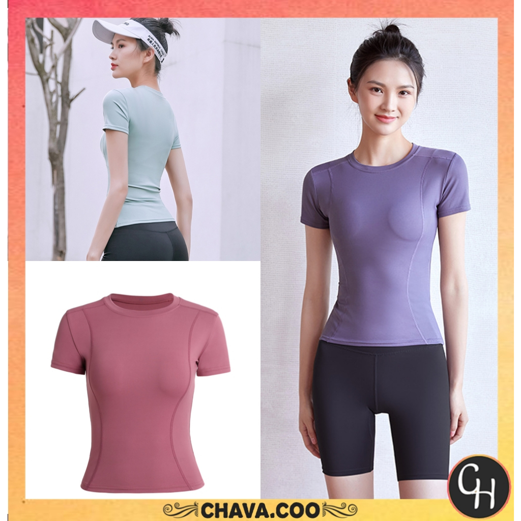 CHAVA | BJ1137 Baju Kaos Pakaian Olahraga Sport Wanita Baju Senam Gym Yoga Wanita