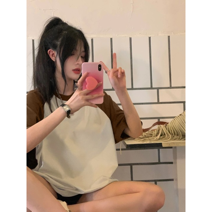 kaos oversize wanita import/korean style lengan pendek baju atasan wanita kekinian kaos basic