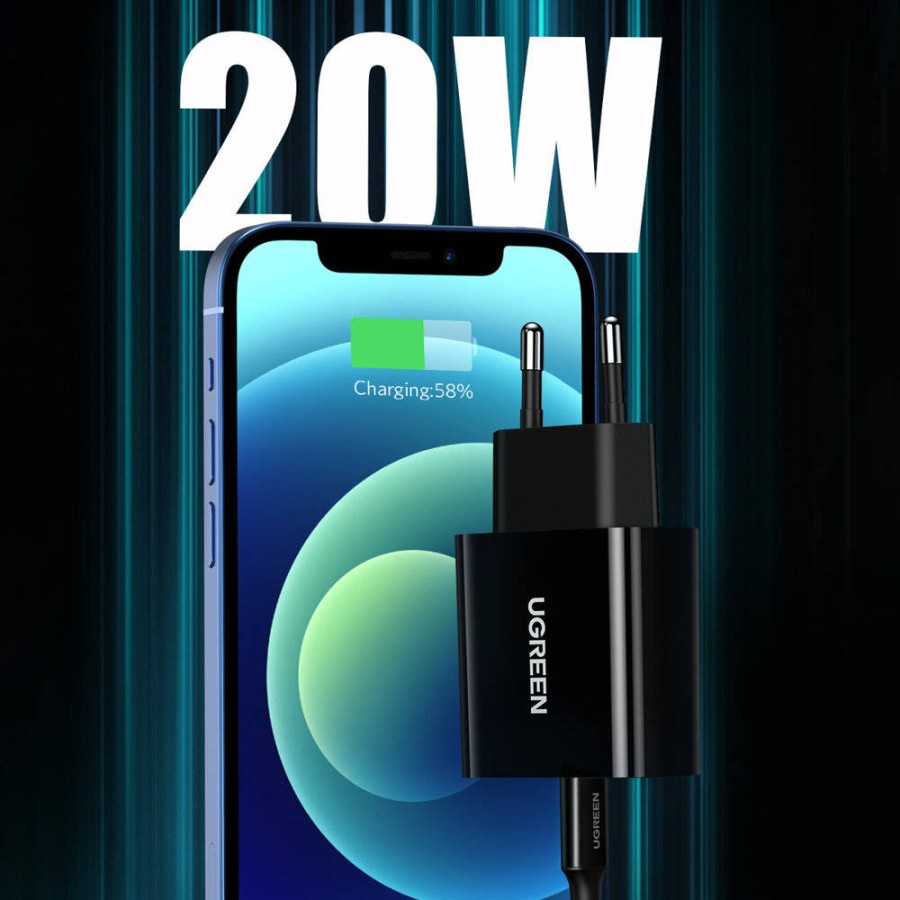 UGREEN Charger iPhone Apple Set Adaptor + Kabel  Type C to Lightning 20W MFI Original