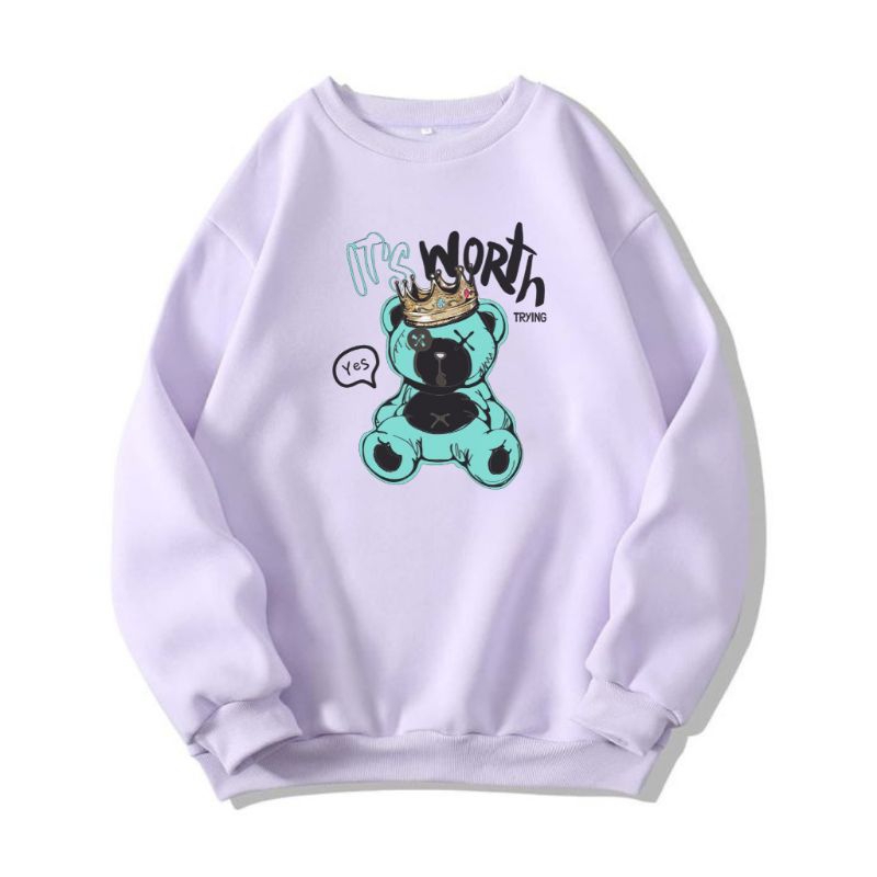 Sweater bisa cod Sweater crewnek king Bear sweater basic putih