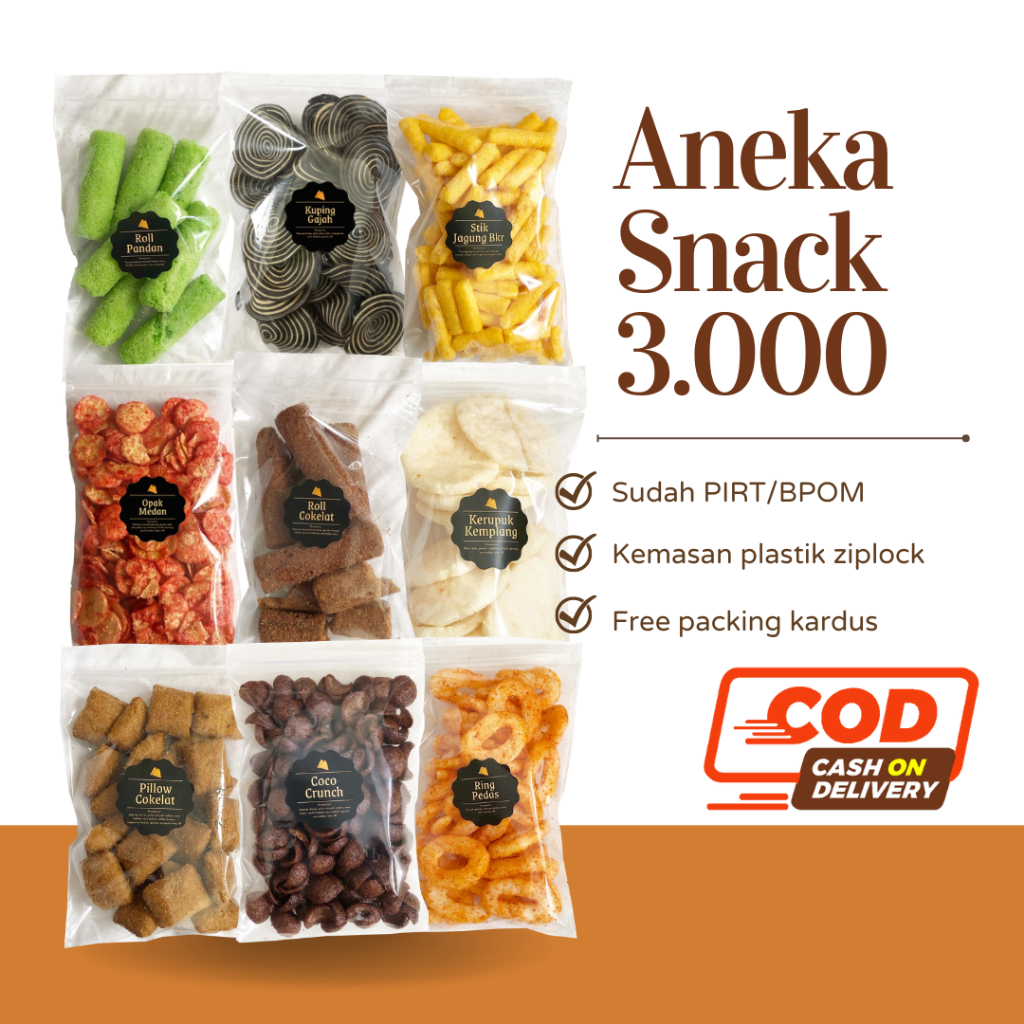 [DELISH SNACKS] Aneka Snack Serba 3.000 / Cemilan Camilan 3 Ribu Bebas Pilih Rasa / Makanan Ringan