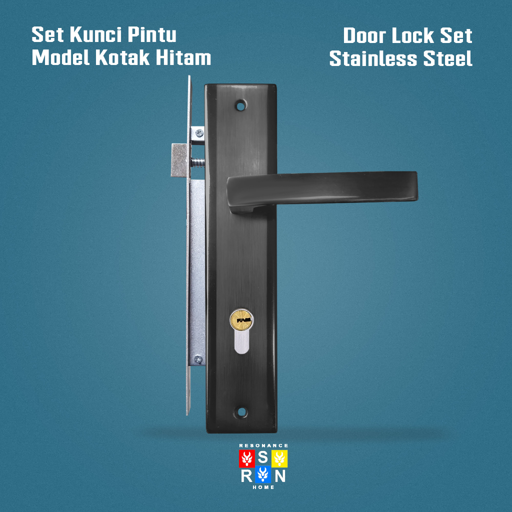 Kunci Pintu Besar Gagang Kotak Hitam / 25 Cm Door handle Set RESONANCE