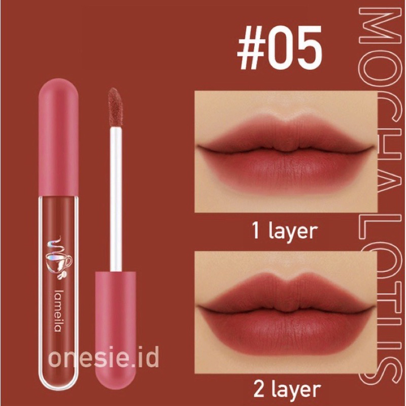 bgskinbukittinggi- LAMEILA Lip Glaze Velvet Matte Lip Gloss Lipstik Cair Pelembab Lisptick 1041