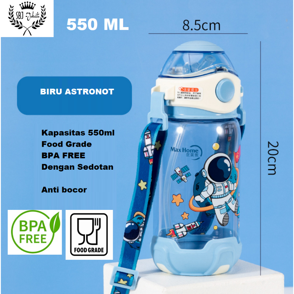 BOTOL MINUM Anak Maxhome 550ml 570ml 650ml Anti Bocor Wildlife Foodgrade