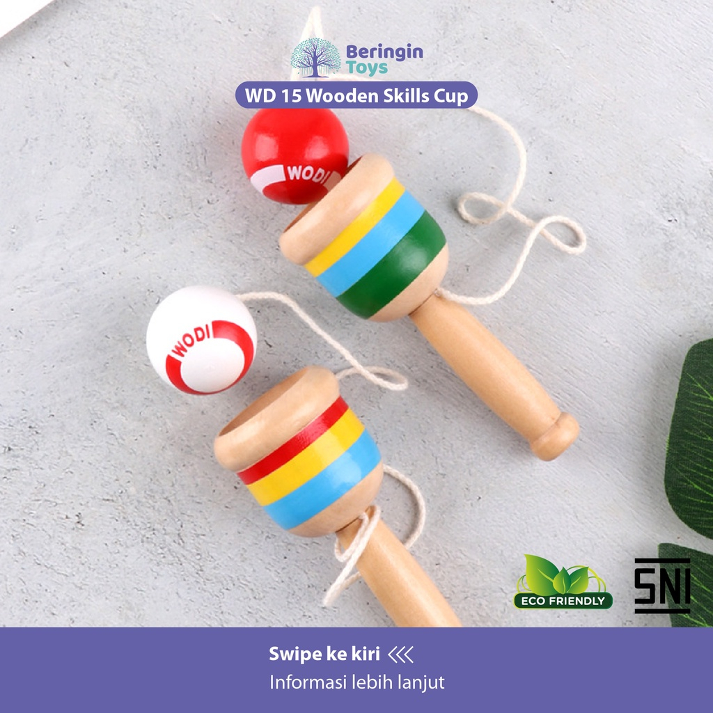 Beringin Toys Mainan Edukasi - Wooden Skills Cup / Wooden Toy Skill Ball / Mainan Anak