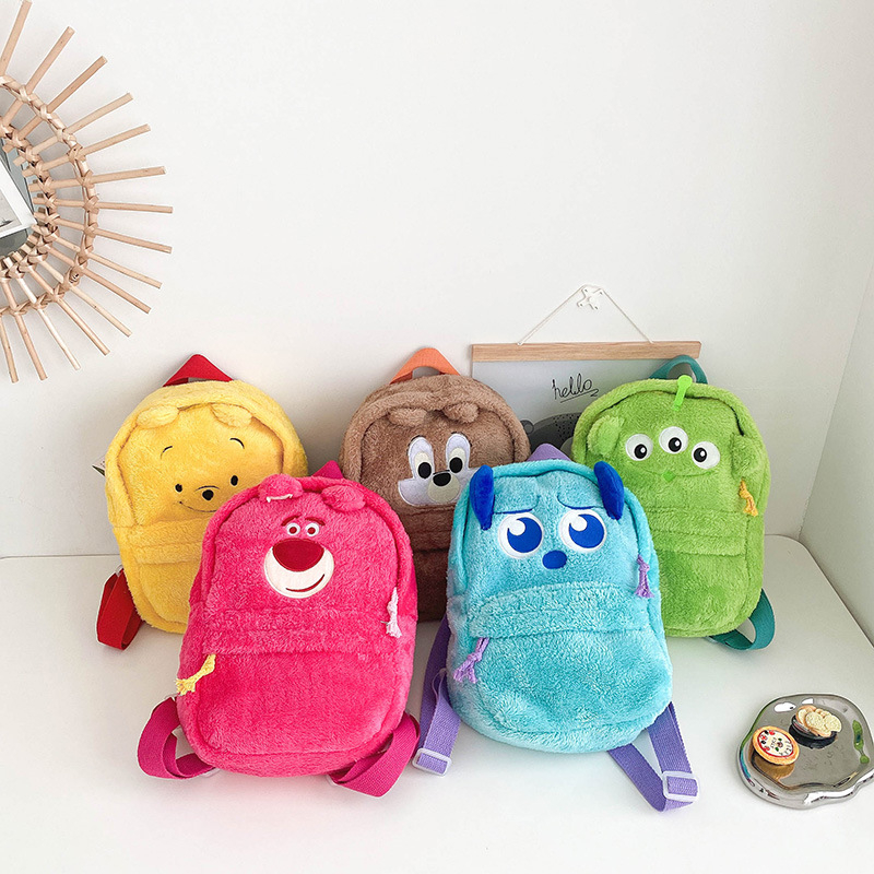 BOO Tas Ransel Disney Plushie Karakter Lotso Monster Mini Inc Pooh Backpack Viral Bulu Lucu Kecil Wanita Pink Remaja konser Boneka Winnie The Pooh Anak Fashion Cute Korean Style Chikoisme