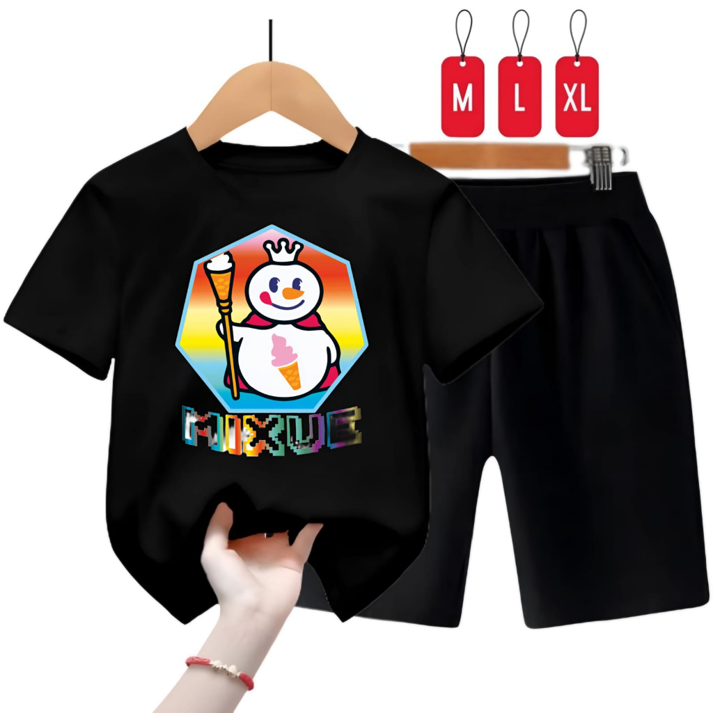 Setelan Baju Kaos Anak Mixue Pelangi Bayar Ditempat