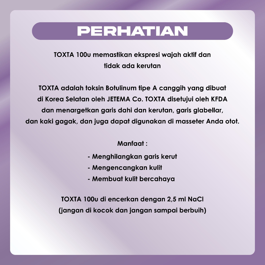 TOXTA 100ui ORIGINAL MADE IN KOREA 100% pencerah wajah