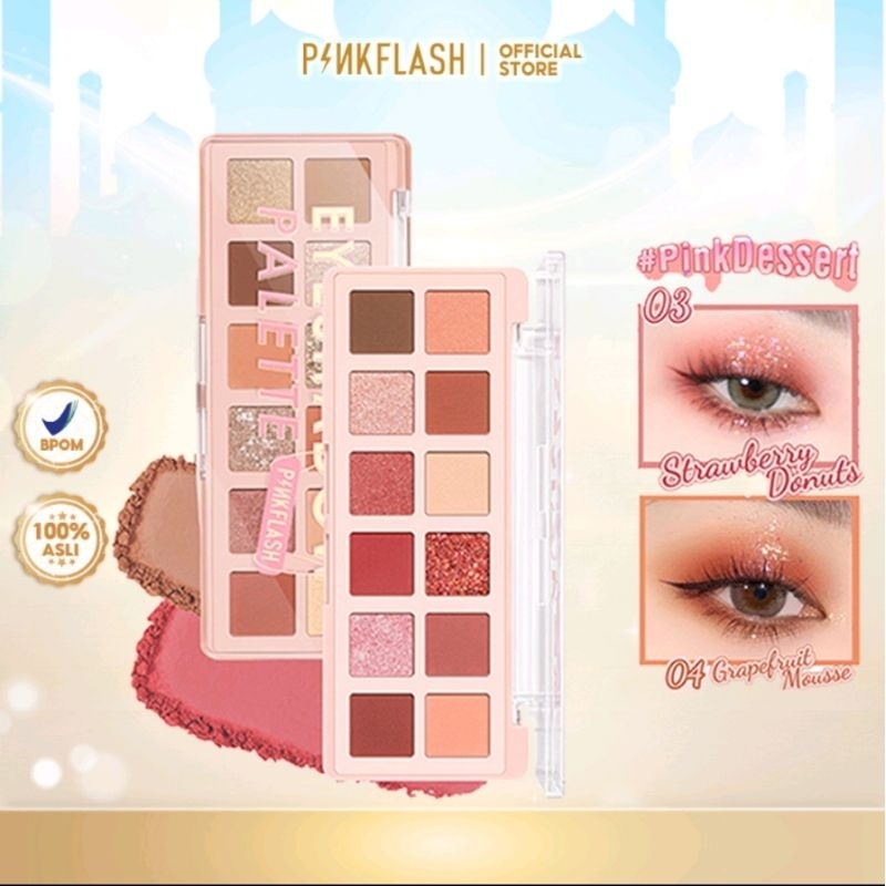 PINKFLASH PinkDessert Eyeshadow Palette 12 Color Shade Waterproof Long-lasting Eye Shadow