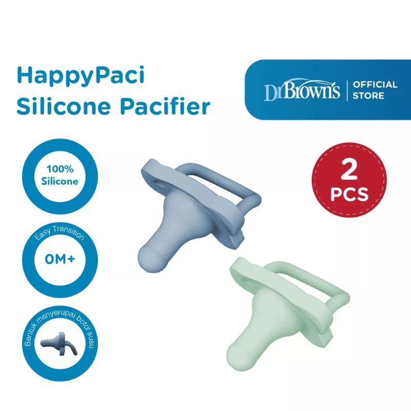 Dr Browns Happy Paci Silicone Pacifier 0m+ / Empeng bayi silikon isi 1 &amp; 2