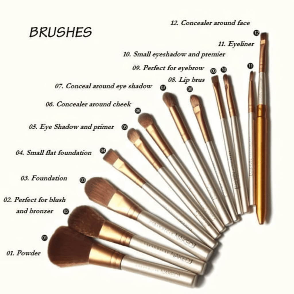 NAKED 3 Kuas Makeup Set Isi 12 Pcs Kosmetik Make Up Brush Cosmetics Set Kit - Part 1