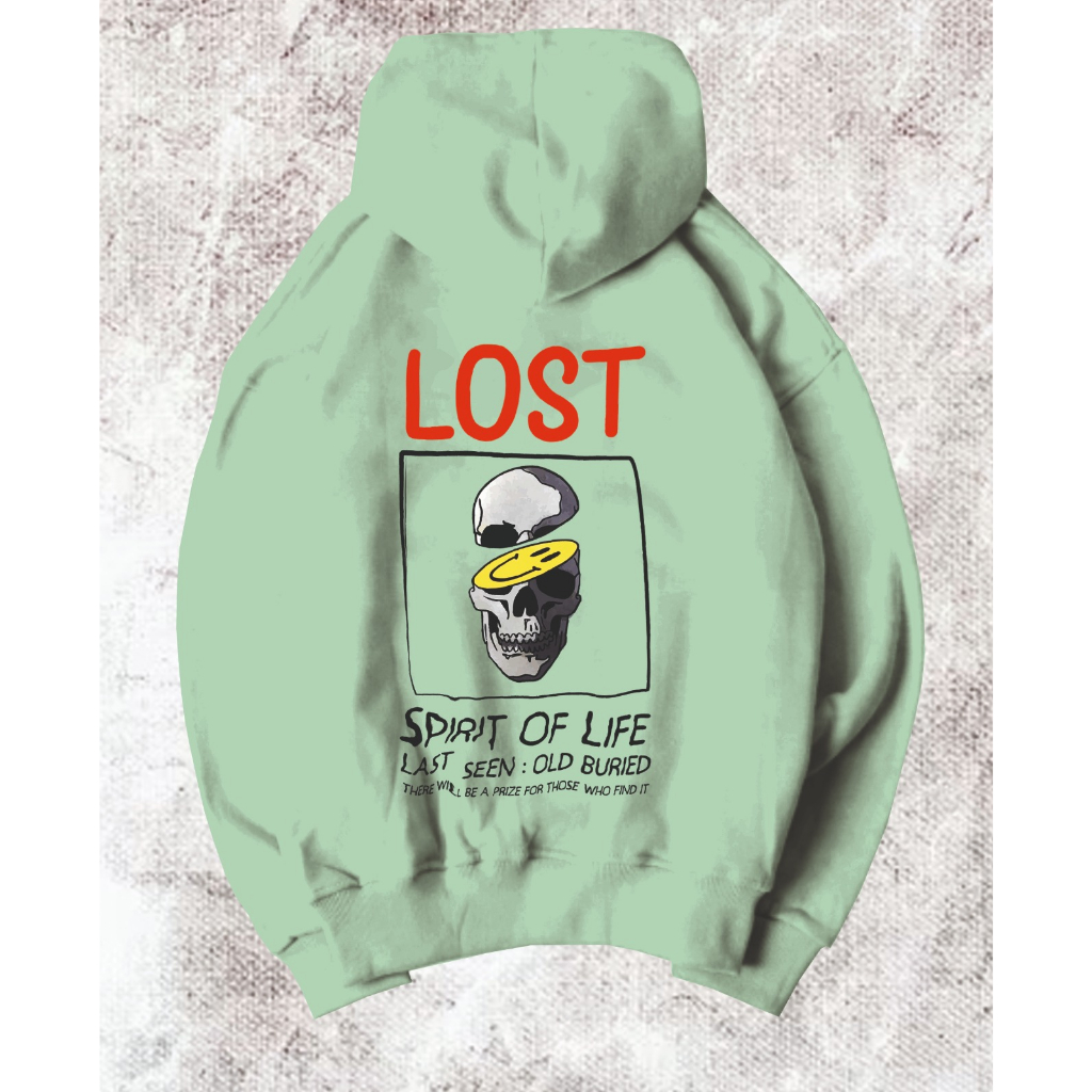 HOODIE UNISEX LOST OF SPIRIT// FLEECE LEMBUT TEBAL ONESIZE FIT TO L//PREMIUM TERBARU TEBAL