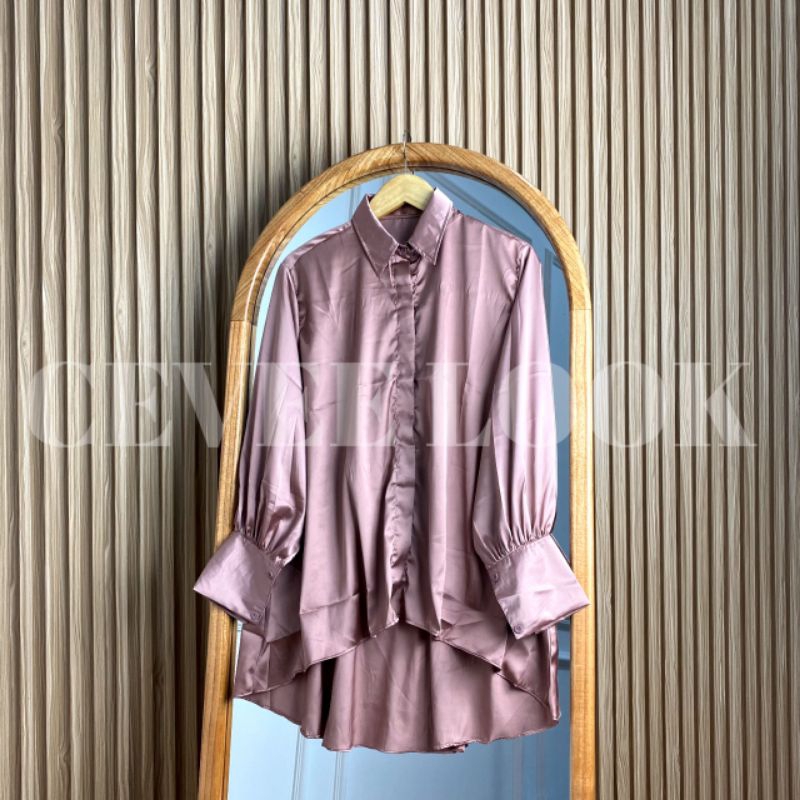 KEMEJA LENGAN PANJANG JUMBO HIJAB STYLE BUSUI FRIENDLY TUNIK PANJANG BELAKANG
