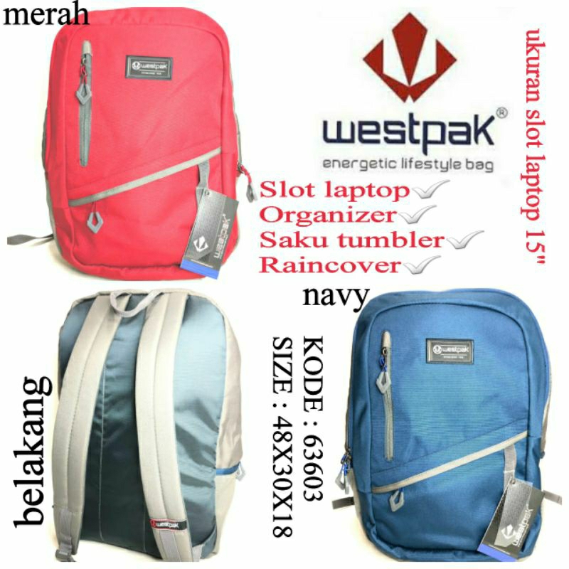 Tas Ransel Sekolah Unisex Backpack Original By Westpak 63603