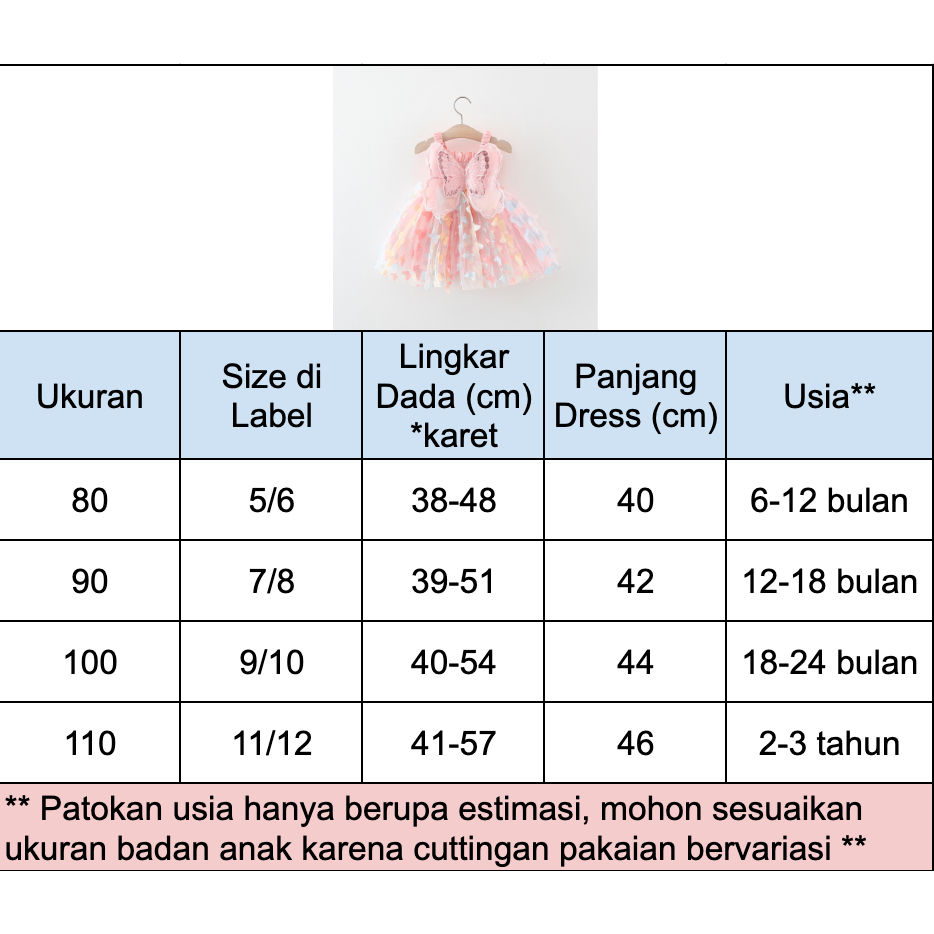 Dress Sayap Kupu Kupu Import Gaun Pesta Anak Kostum Princess Butterfly