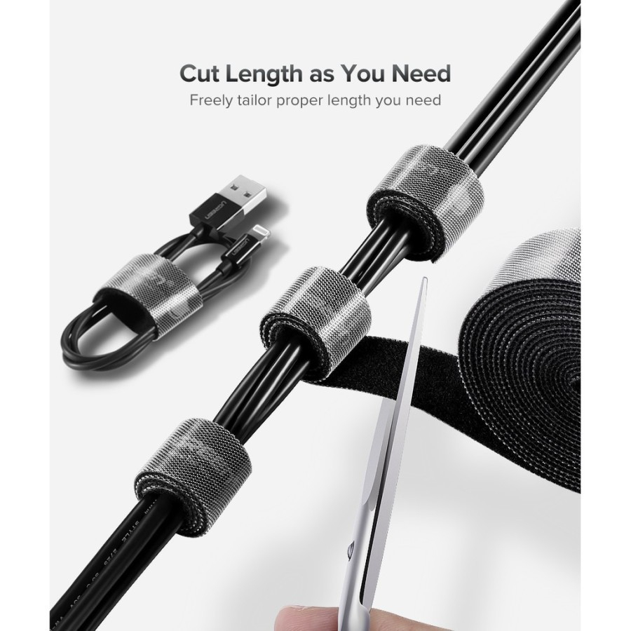 UGREEN ORIGINAL Velcro 2M Strap Cable Tie Pengikat Perekat Tali Organizer Kabel Klip Winder Penggulung Gulung