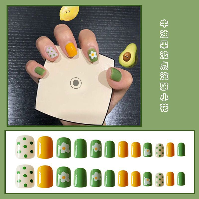 JT - 24 Pcs / box Manicure Fake Nails Art False Nails Kuku Palsu Motif Include Lem dalam box