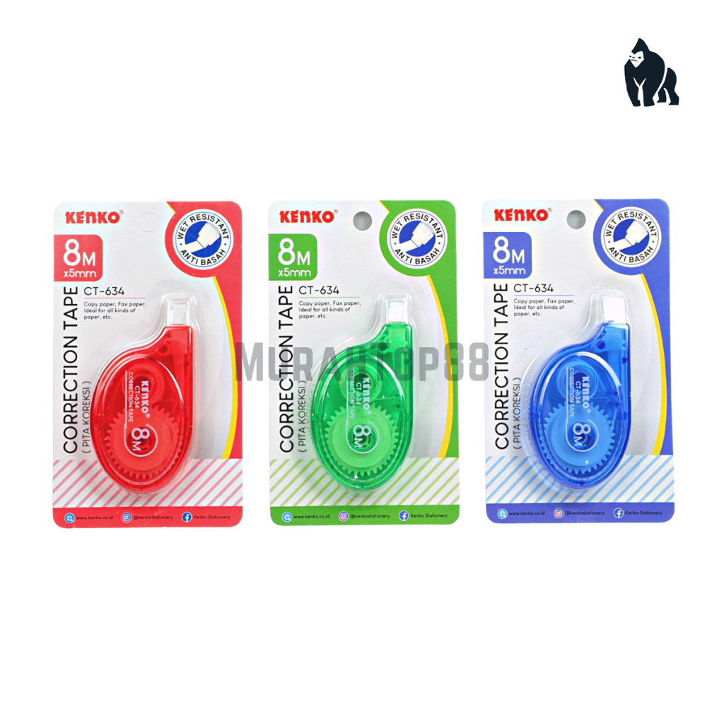 

Correction Tape Kenko CT-634 / Tipex Kertas Roll Ecer / Pita Koreksi 8 Meter x 5 MM