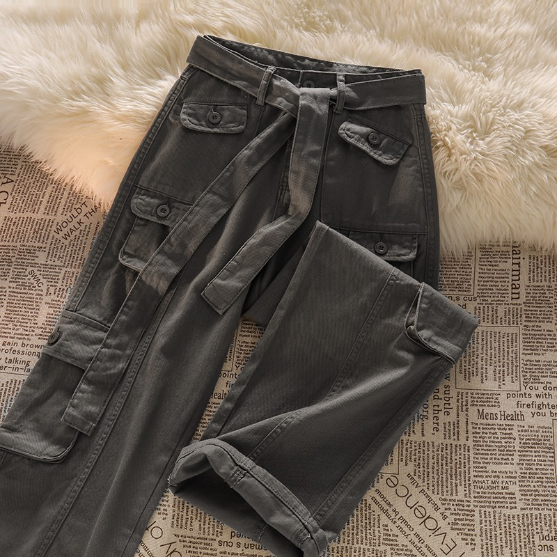 Cargo Jeans-- Highwaist Cargo Celana Jeans Wanita Gaya Jalanan Amerika (realpict)