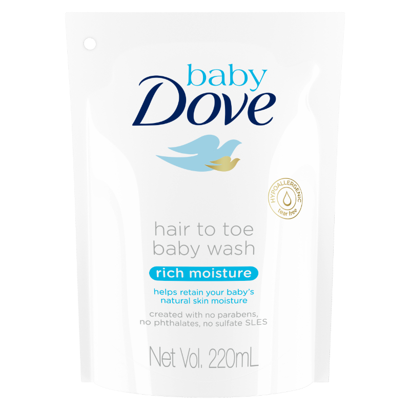 Baby Dove Hair to Toe Wash Rich Moisture 220ml Refill