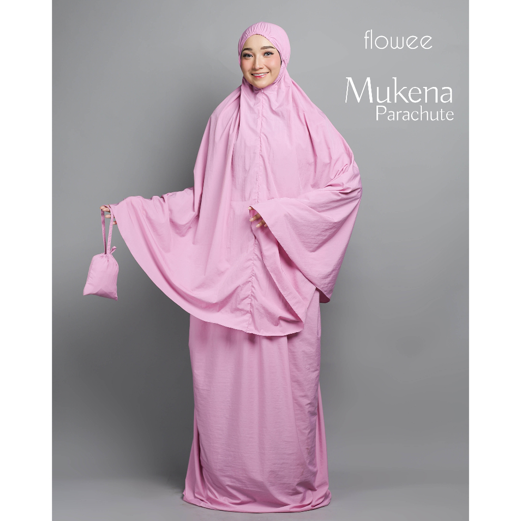 flowee - Mukena Travel Bahan Parachute  Tali Karet Mukena Travel Tali Belakang Bahan Parachute Premi