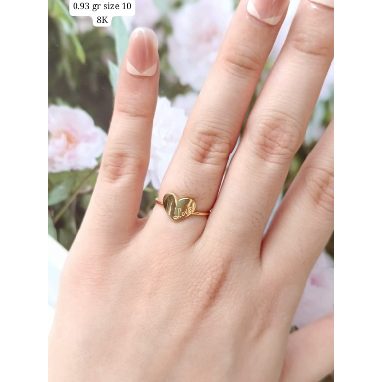Cincin hati love fashion emas asli ubs gold 375