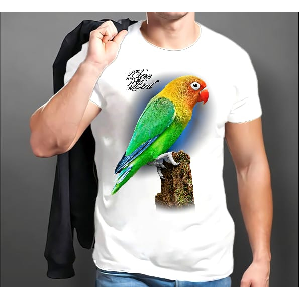ALPHA - KAOS OBLONG PRIA MURAH GAMBAR BURUNG LOVE BIRD HIJAU