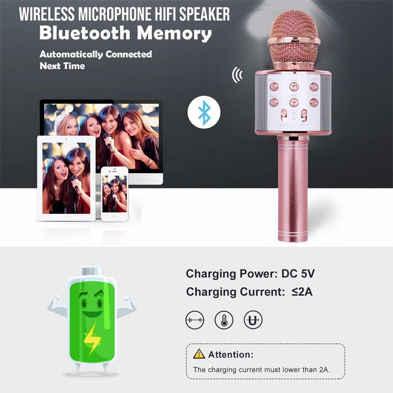 YUN Mall MIC WSTER WS 858 Wireless Bluetooth Karaoke + speaker Microphone portable Smule ws858 karoke ktv mp4