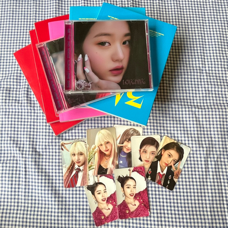 IVE LOVE DIVE ALBUM FULLSET (minus holo heart & sticker) UNSEALED VER RED BLUE PINK & JEWEL CASE WON