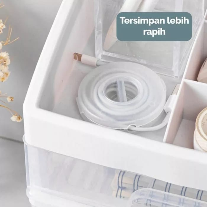 Kotak Kabel Putar Organizer Transparan Kotak Penyimpanan Kabel Data Rotating Cord Storage Case Earphone Pocket Cable