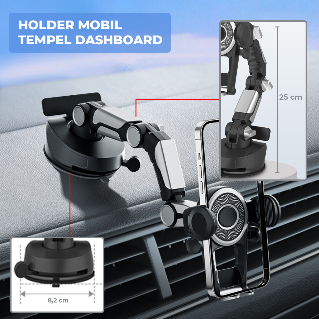 Phone Holder Big Truck Multifungsi Holder Mobil 4IN1 Putar 360 Derajat Phone Stand Penyangga Handphone Dashboard Dan Kaca Mobil