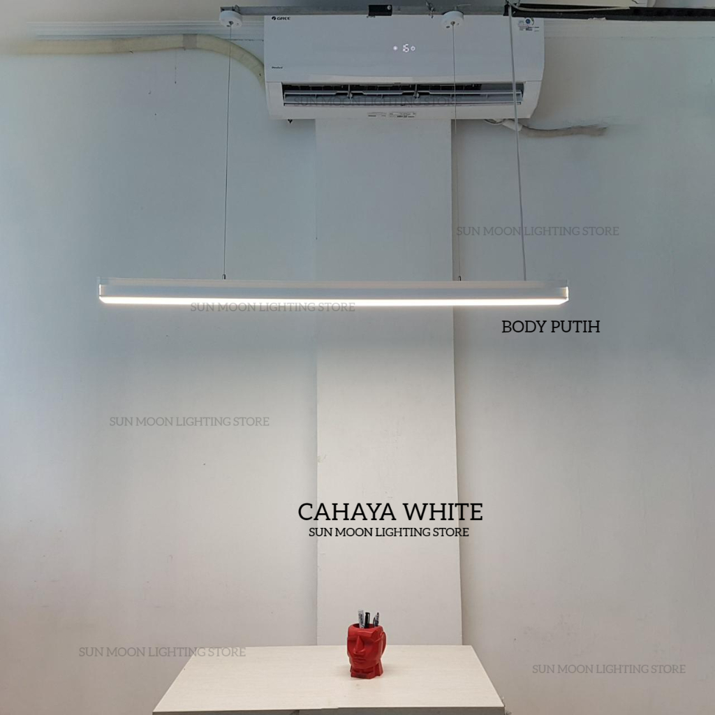 Lampu gantung hias plafon panjang led decor kantor rumah hitam putih