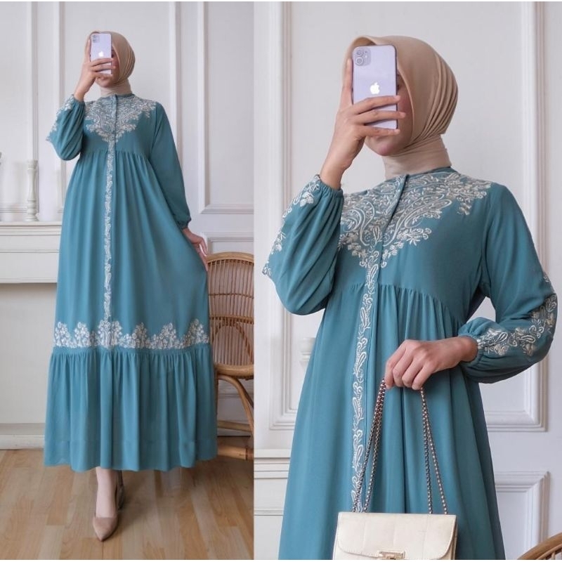 BAJU GAMIS BIRU / GAMIS WARNA BIRU / GAMIS BIRU LANGIT / DRESS BIRU WARDAH