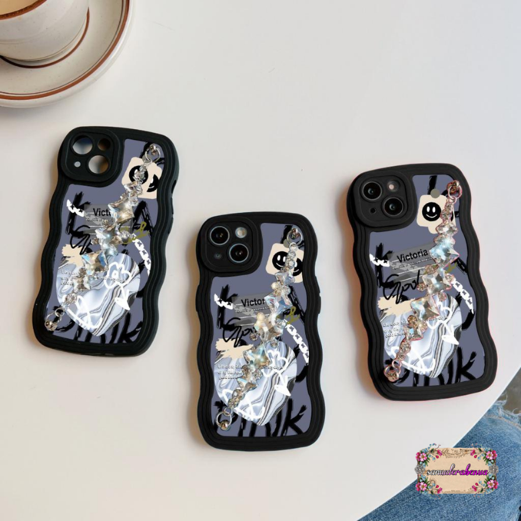 GC34 GC43 CASE CASING SOFTCASE SILIKON WAVY CARACTER RANTAI DIAMOND GRIP FOR REALME C21Y C25Y C30 C30S C31 C33 SB5679